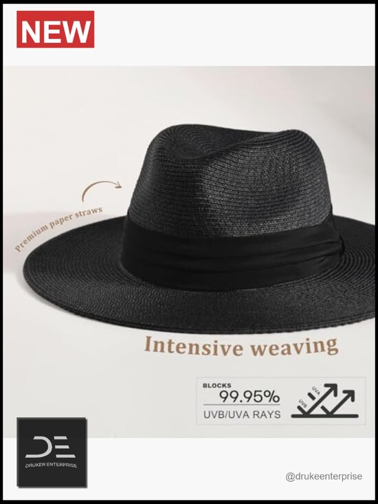 Wide Brim Straw Fedora Sun Hat with UPF 50+ Protection for Outdoor main image 6